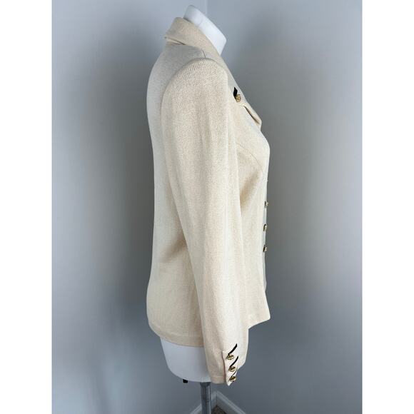 St John Collection Vintage Knit Blazer in Cream w Gold Buttons 10 - Picture 4 of 8